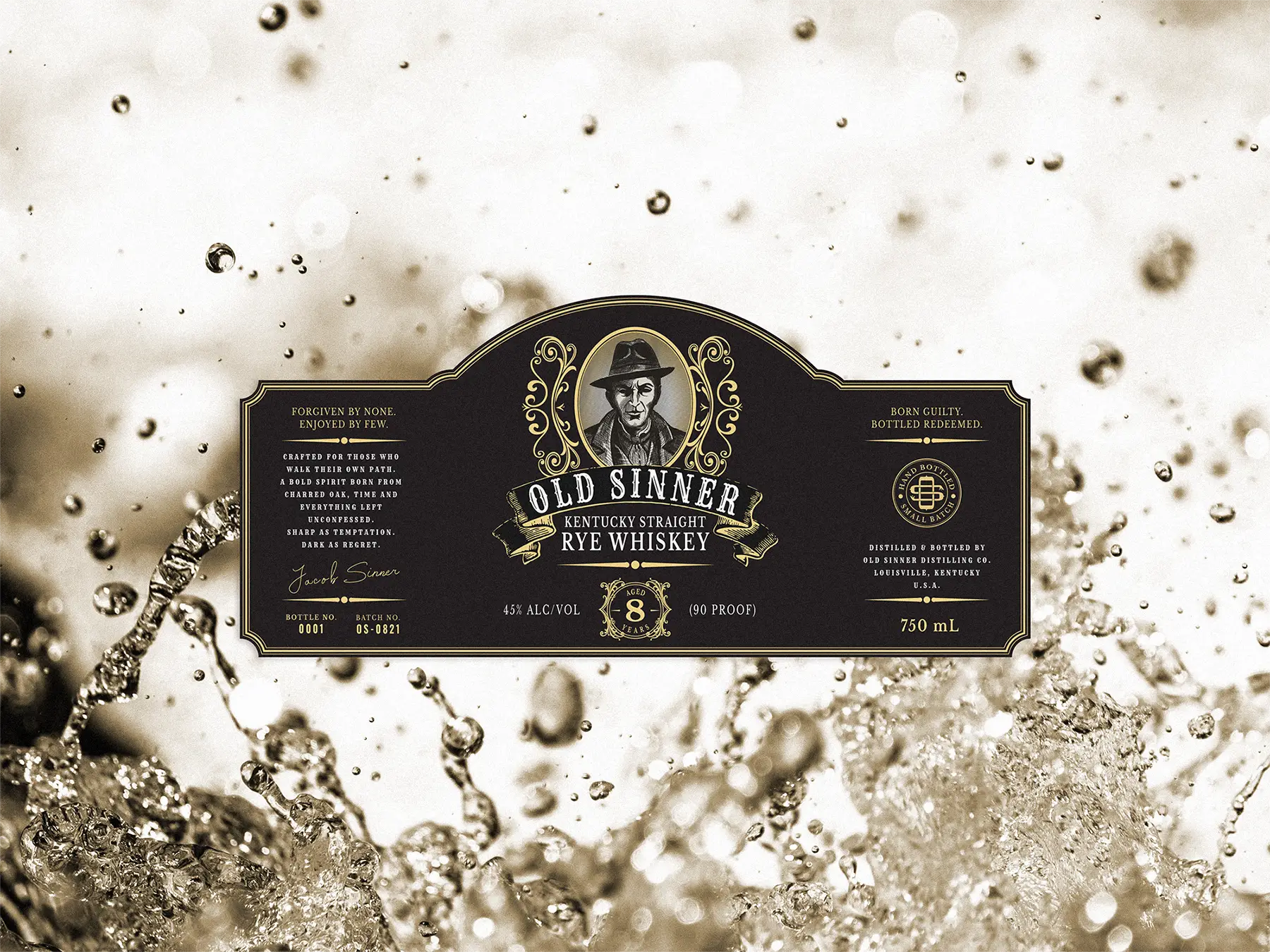 Old Sinner — Label Design (Premium Rye Whiskey)