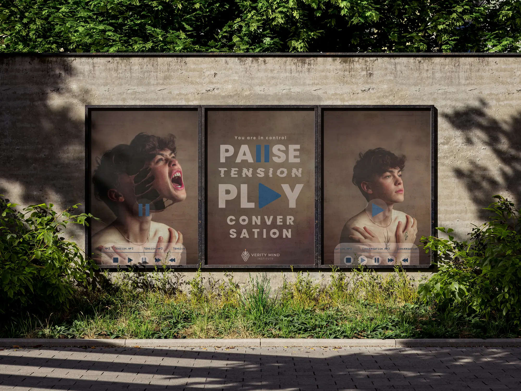 Campaign poster mounted on an urban public brick wall